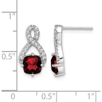 14K White Gold Garnet and Diamond Drop Earrings - 1.25 Carat Total Garnet Weight by Monteluci Fine Jewelry