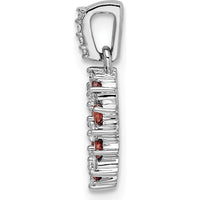 14K White Gold Garnet and Diamond Fancy Circle Pendant - 0.09 Carat Total Diamond Weight, 0.08 Carat Total Garnet Weight by Monteluci Fine Jewelry
