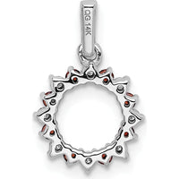 14K White Gold Garnet and Diamond Fancy Circle Pendant - 0.09 Carat Total Diamond Weight, 0.08 Carat Total Garnet Weight by Monteluci Fine Jewelry