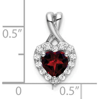 14K White Gold Garnet and Diamond Halo Heart Pendant - 0.8925 Carat Garnet, 0.015 Carat Total Diamond Weight by Lumare Gioia