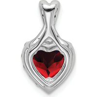 14K White Gold Garnet and Diamond Halo Heart Pendant - 0.8925 Carat Garnet, 0.015 Carat Total Diamond Weight by Lumare Gioia