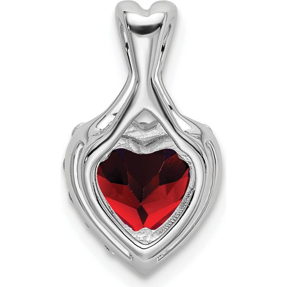 14K White Gold Garnet and Diamond Halo Heart Pendant - 0.8925 Carat Garnet, 0.015 Carat Total Diamond Weight by Lumare Gioia