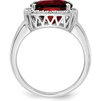 14K White Gold Garnet and Diamond Halo Ring with Cushion Cut Garnet - 4.73 Carat Total Garnet Weight by 0