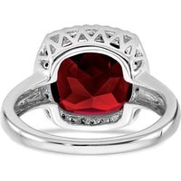 14K White Gold Garnet and Diamond Halo Ring with Cushion Cut Garnet - 4.73 Carat Total Garnet Weight by 0