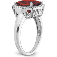 14K White Gold Garnet and Diamond Halo Ring with Cushion Cut Garnet - 4.73 Carat Total Garnet Weight by 0