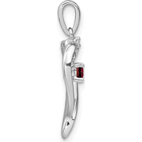 14K White Gold Garnet and Diamond Heart Pendant - 0.16 Carat Garnet, 0.01 Carat Diamond by Lumare Gioia