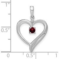 14K White Gold Garnet and Diamond Heart Pendant - 0.16 Carat Garnet, 0.01 Carat Diamond by Lumare Gioia