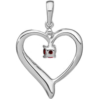 14K White Gold Garnet and Diamond Heart Pendant - 0.16 Carat Garnet, 0.01 Carat Diamond by Lumare Gioia