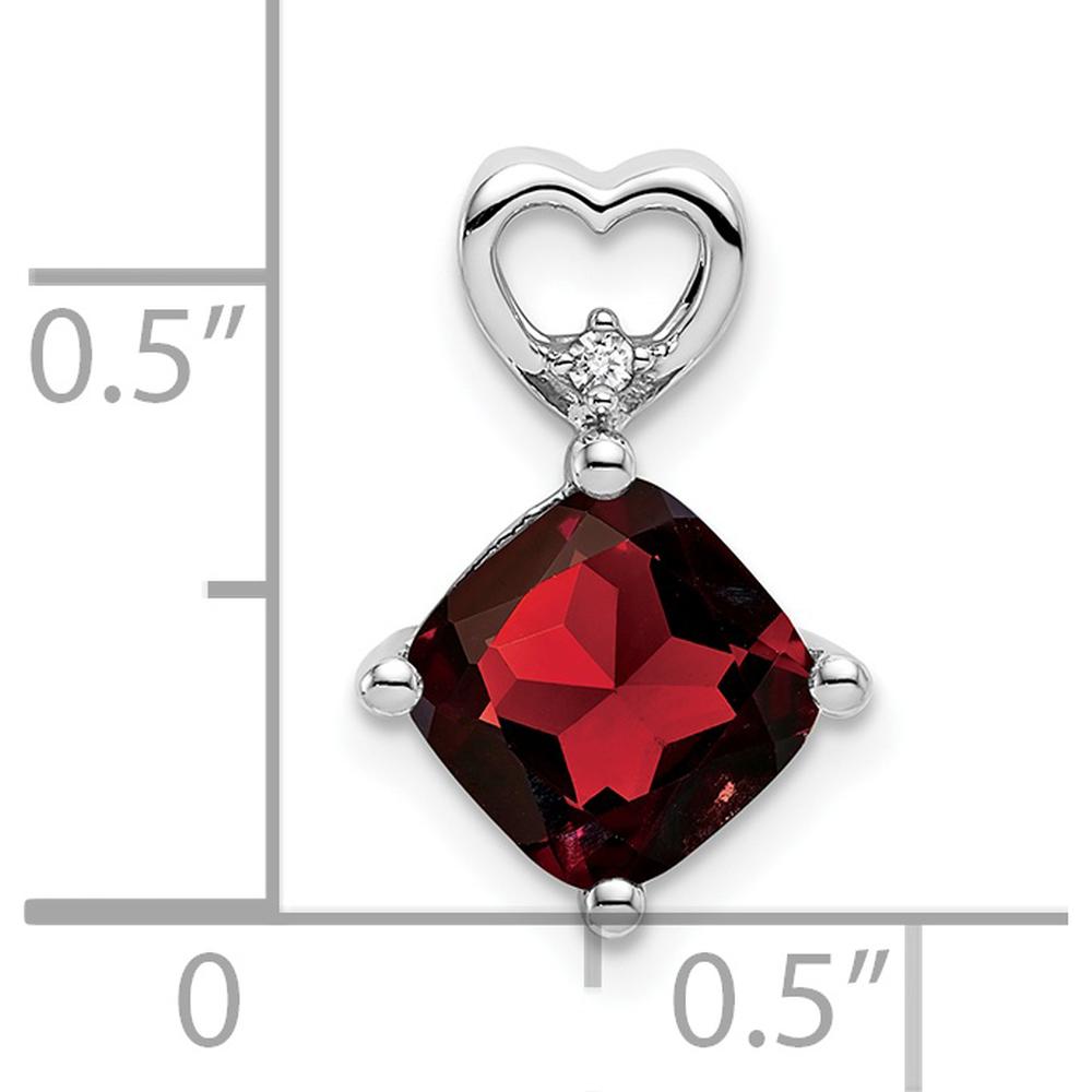 14K White Gold Garnet and Diamond Heart Pendant - 1.66 Carat Total Gemstone Weight by Oro Pregiato