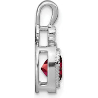 14K White Gold Garnet and Diamond Pendant with Cushion Cut Garnet - 1.09 Carat Total Garnet Weight, 0.015 Carat Diamond Weight by Lumare Gioia