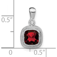 14K White Gold Garnet and Diamond Pendant with Cushion Cut Garnet - 1.09 Carat Total Garnet Weight, 0.015 Carat Diamond Weight by Lumare Gioia