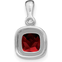 14K White Gold Garnet and Diamond Pendant with Cushion Cut Garnet - 1.09 Carat Total Garnet Weight, 0.015 Carat Diamond Weight by Lumare Gioia