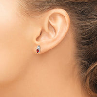 14K White Gold Garnet and Diamond Post Earrings - 0.30 Carat Garnet, 0.01 Carat Diamond Total Weight by Oro Pregiato