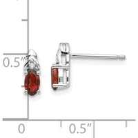14K White Gold Garnet and Diamond Post Earrings - 0.30 Carat Garnet, 0.01 Carat Diamond Total Weight by Oro Pregiato