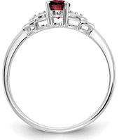 14K White Gold Garnet and Diamond Ring - 0.6 Carat Garnet, 0.01 Carat Total Diamond Weight by Oro Pregiato