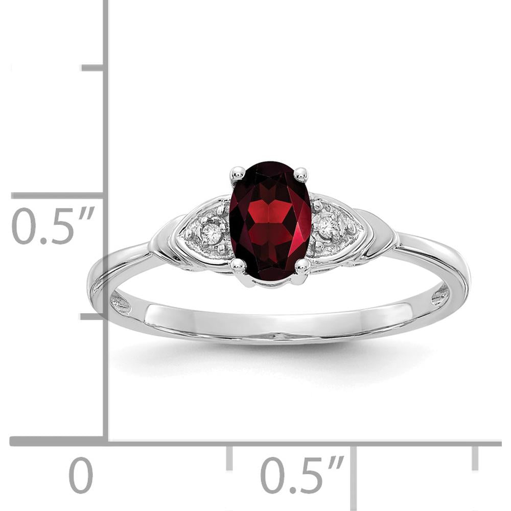 14K White Gold Garnet and Diamond Ring - 0.6 Carat Garnet, 0.01 Carat Total Diamond Weight by Oro Pregiato