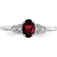 14K White Gold Garnet and Diamond Ring - 0.6 Carat Garnet, 0.01 Carat Total Diamond Weight by Oro Pregiato