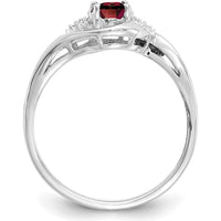 14K White Gold Garnet and Diamond Ring with Oval Garnet - 0.6 Carat Garnet, 0.018 Carat Diamond Total Weight by Oro Pregiato