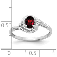 14K White Gold Garnet and Diamond Ring with Oval Garnet - 0.6 Carat Garnet, 0.018 Carat Diamond Total Weight by Oro Pregiato