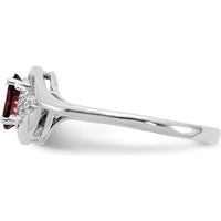 14K White Gold Garnet and Diamond Ring with Oval Garnet - 0.6 Carat Garnet, 0.018 Carat Diamond Total Weight by Oro Pregiato