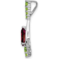 14K White Gold Garnet and Peridot Pendant with Pear and Round Cut Stones - 0.783 Carat Total Gem Weight by Lumare Gioia