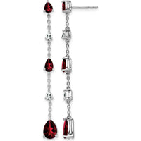 14K White Gold Garnet and White Topaz Dangle Earrings - 1.61 Carat Total Gem Weight by Monteluci Fine Jewelry