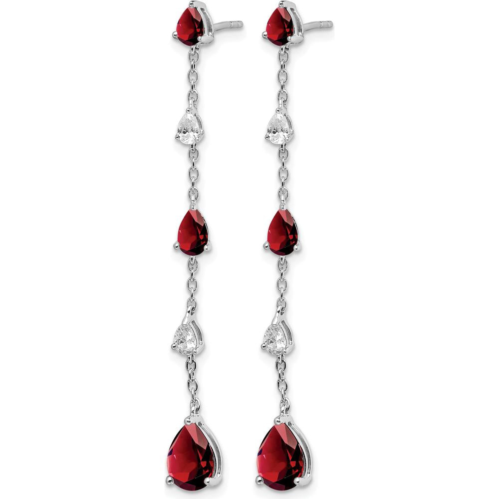14K White Gold Garnet and White Topaz Dangle Earrings - 1.61 Carat Total Gem Weight by Monteluci Fine Jewelry
