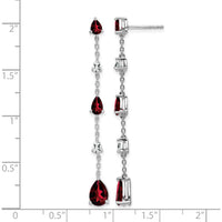14K White Gold Garnet and White Topaz Dangle Earrings - 1.61 Carat Total Gem Weight by Monteluci Fine Jewelry