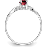 14K White Gold Garnet Birthstone Ring with Oval Faceted Garnet - 0.60 Carat Total Weight by Oro Pregiato
