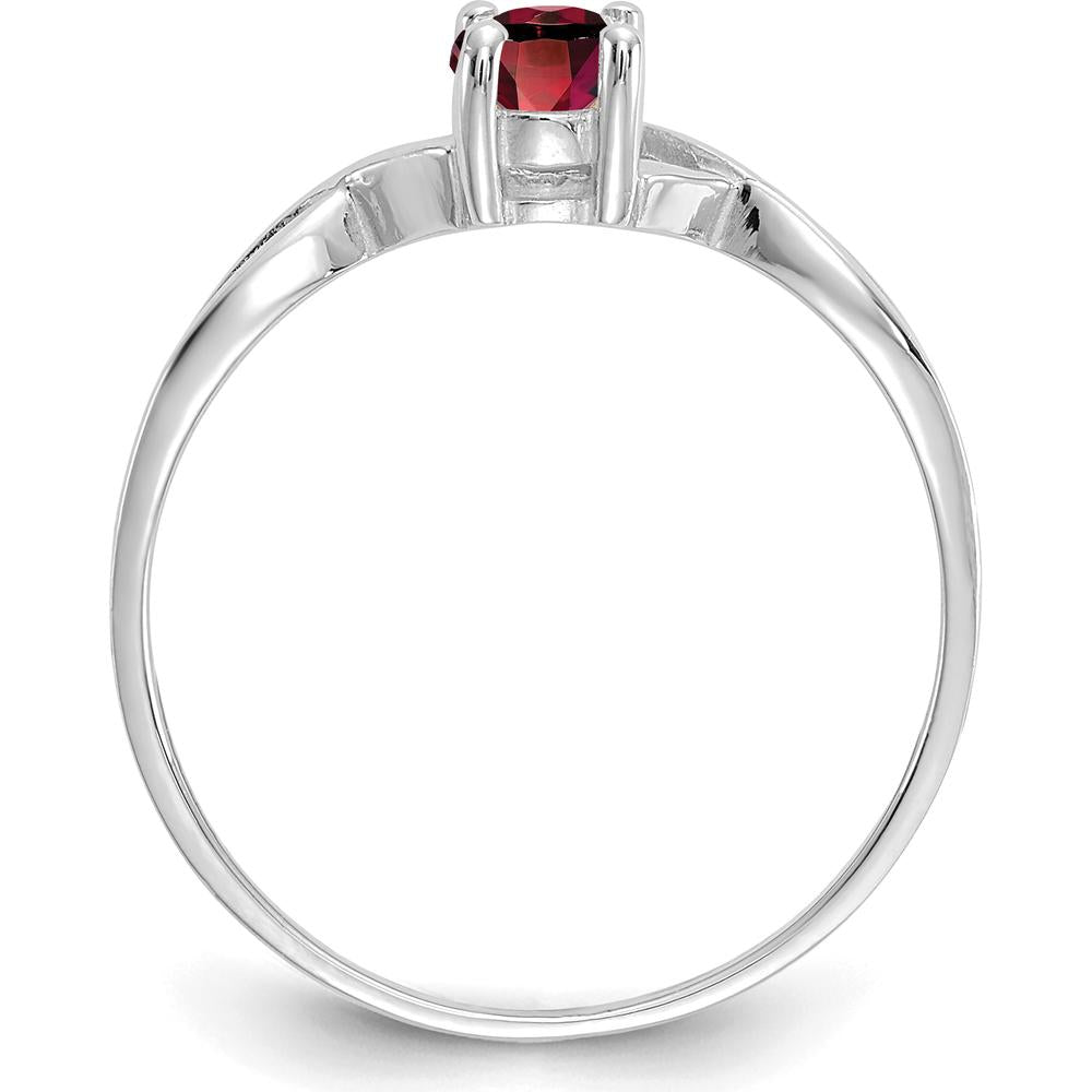 14K White Gold Garnet Birthstone Ring with Oval Faceted Garnet - 0.60 Carat Total Weight by Oro Pregiato