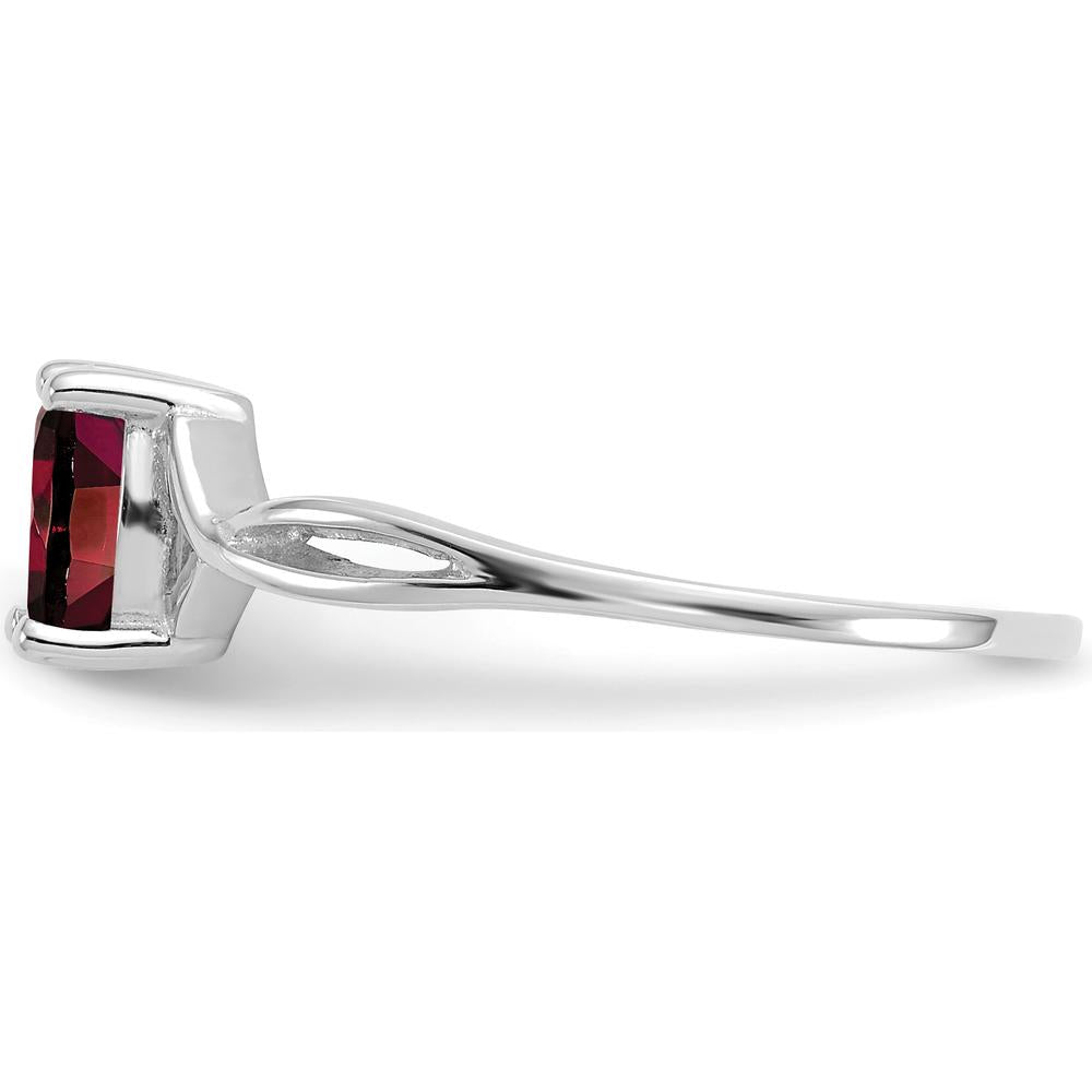 14K White Gold Garnet Birthstone Ring with Oval Faceted Garnet - 0.60 Carat Total Weight by Oro Pregiato