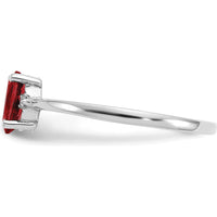 14K White Gold Garnet Birthstone Ring with Round Diamonds - 0.60 Carat Total Garnet Weight, 0.02 Carat Total Diamond Weight by Oro Pregiato