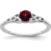 14K White Gold Garnet Celtic Knot Ring - 4.5mm Round Garnet by 0