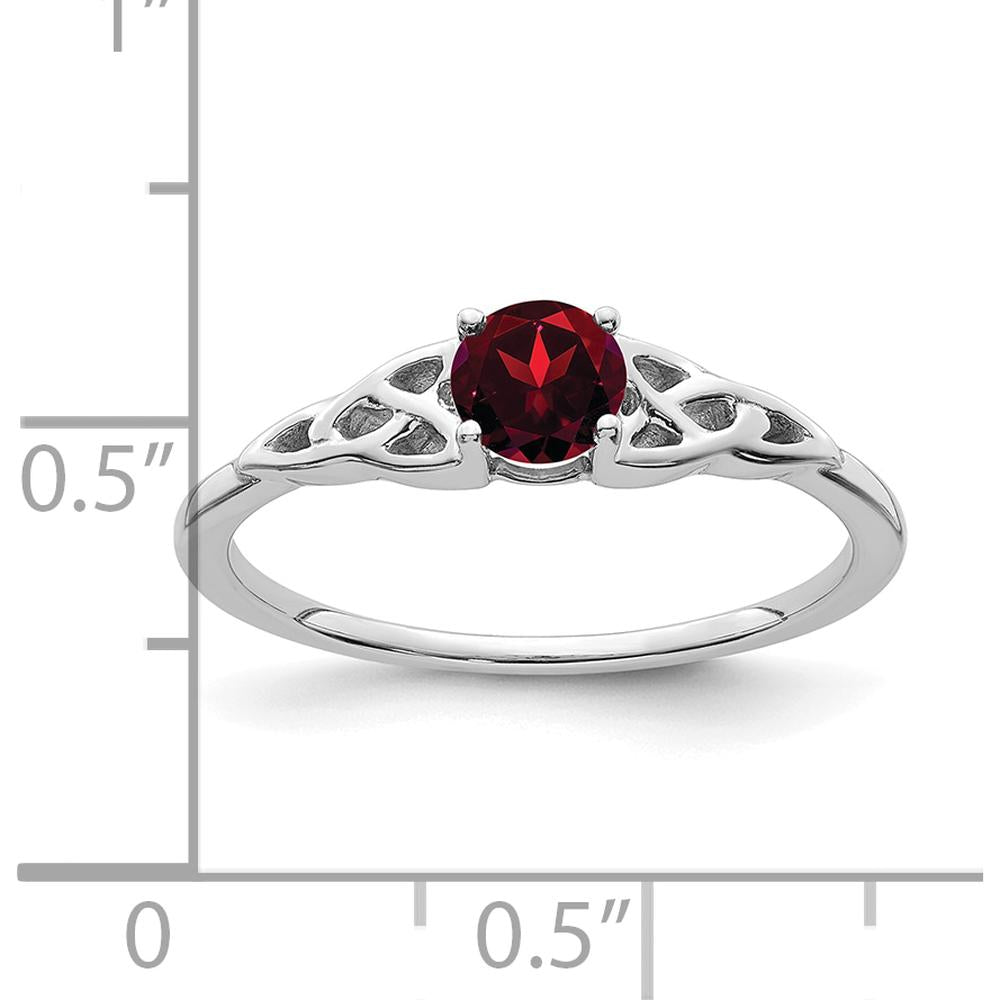 14K White Gold Garnet Celtic Knot Ring - 4.5mm Round Garnet by 0