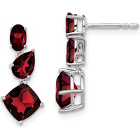 14K White Gold Garnet Dangle Earrings - 1.65 Carat Total Gem Weight by Monteluci Fine Jewelry