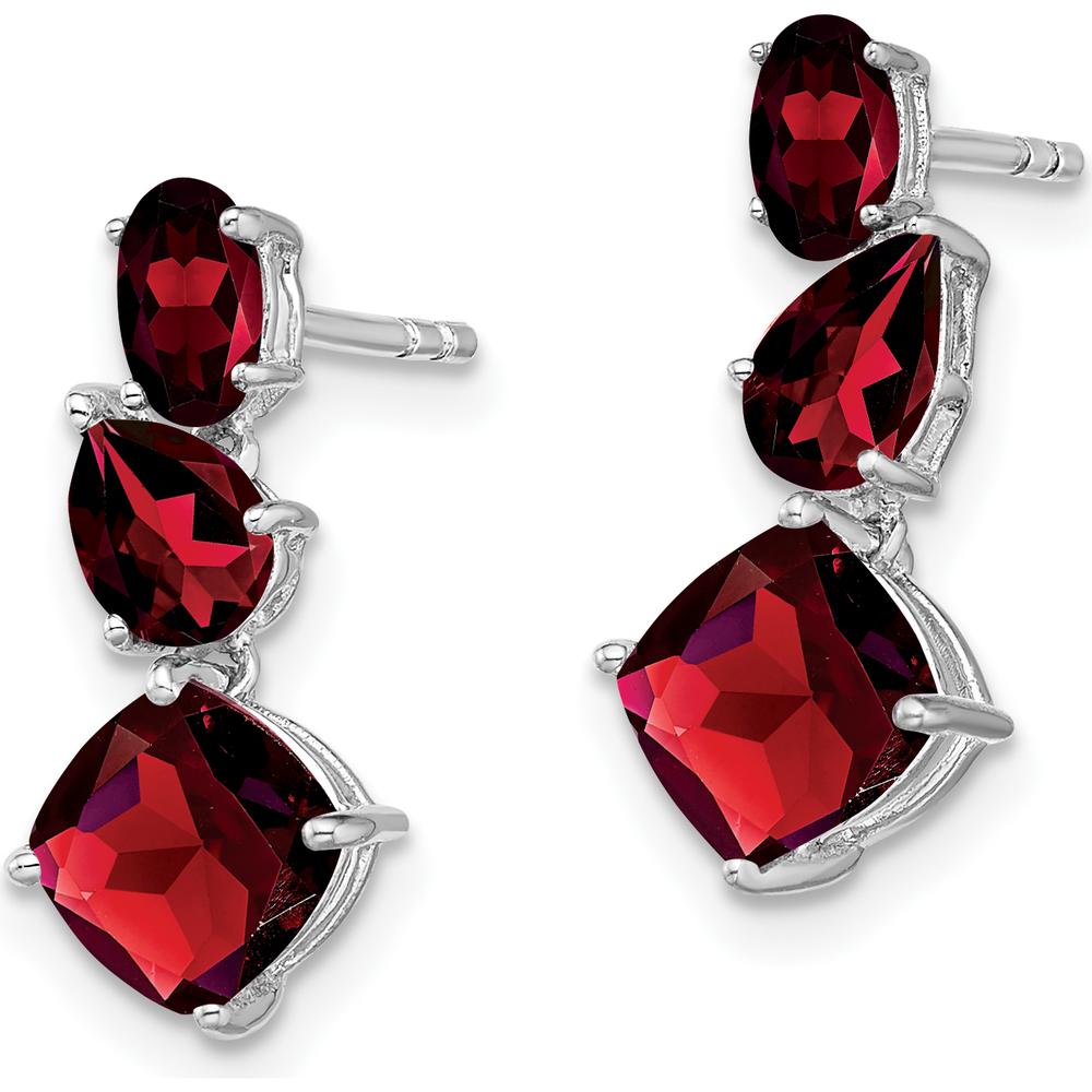 14K White Gold Garnet Dangle Earrings - 1.65 Carat Total Gem Weight by Monteluci Fine Jewelry