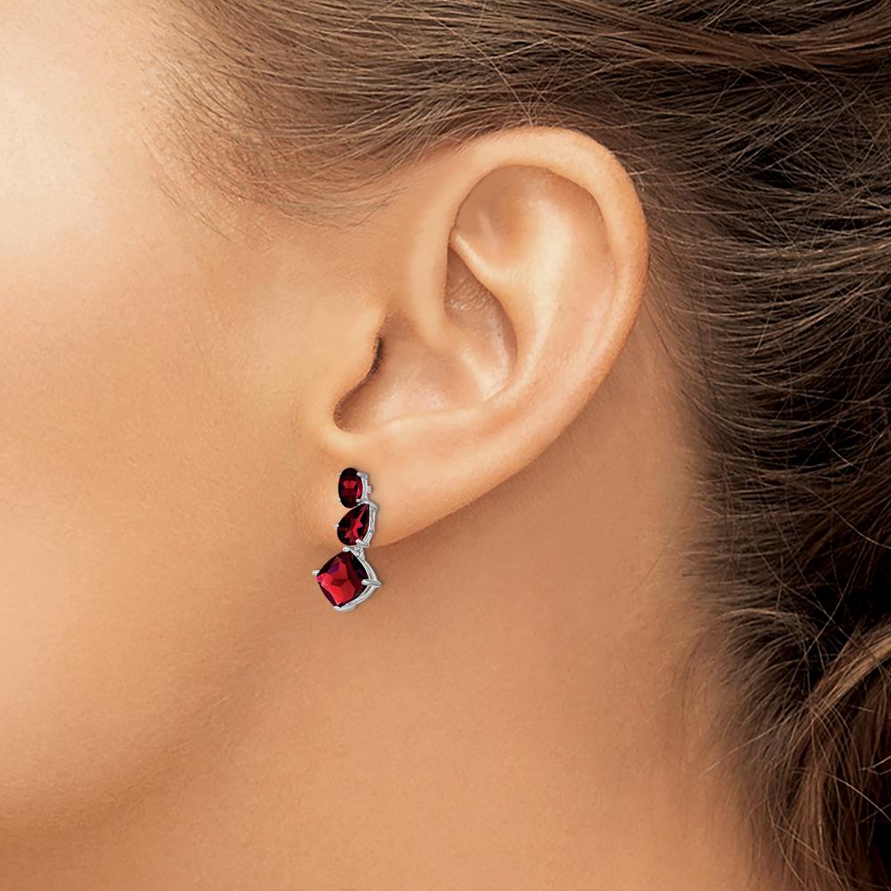 14K White Gold Garnet Dangle Earrings - 1.65 Carat Total Gem Weight by Monteluci Fine Jewelry