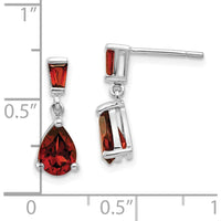 14K White Gold Garnet Drop Earrings with Baguette and Pear-Shaped Stones - 1.54 Carat Total Garnet Weight by Monteluci Fine Jewelry