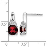 14K White Gold Garnet Drop Earrings with Round and Cushion Cut Diamonds - 1.25 Carat Total Garnet Weight by Monteluci Fine Jewelry
