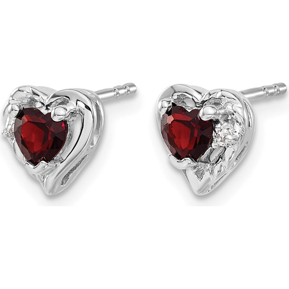 14K White Gold Garnet Heart Earrings with Round Diamonds - 0.3137 Carat Total Garnet Weight by Monteluci Fine Jewelry
