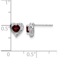 14K White Gold Garnet Heart Earrings with Round Diamonds - 0.3137 Carat Total Garnet Weight by Monteluci Fine Jewelry