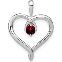 14K White Gold Garnet Heart Pendant - 0.35 Carat Total Gem Weight by Lumare Gioia