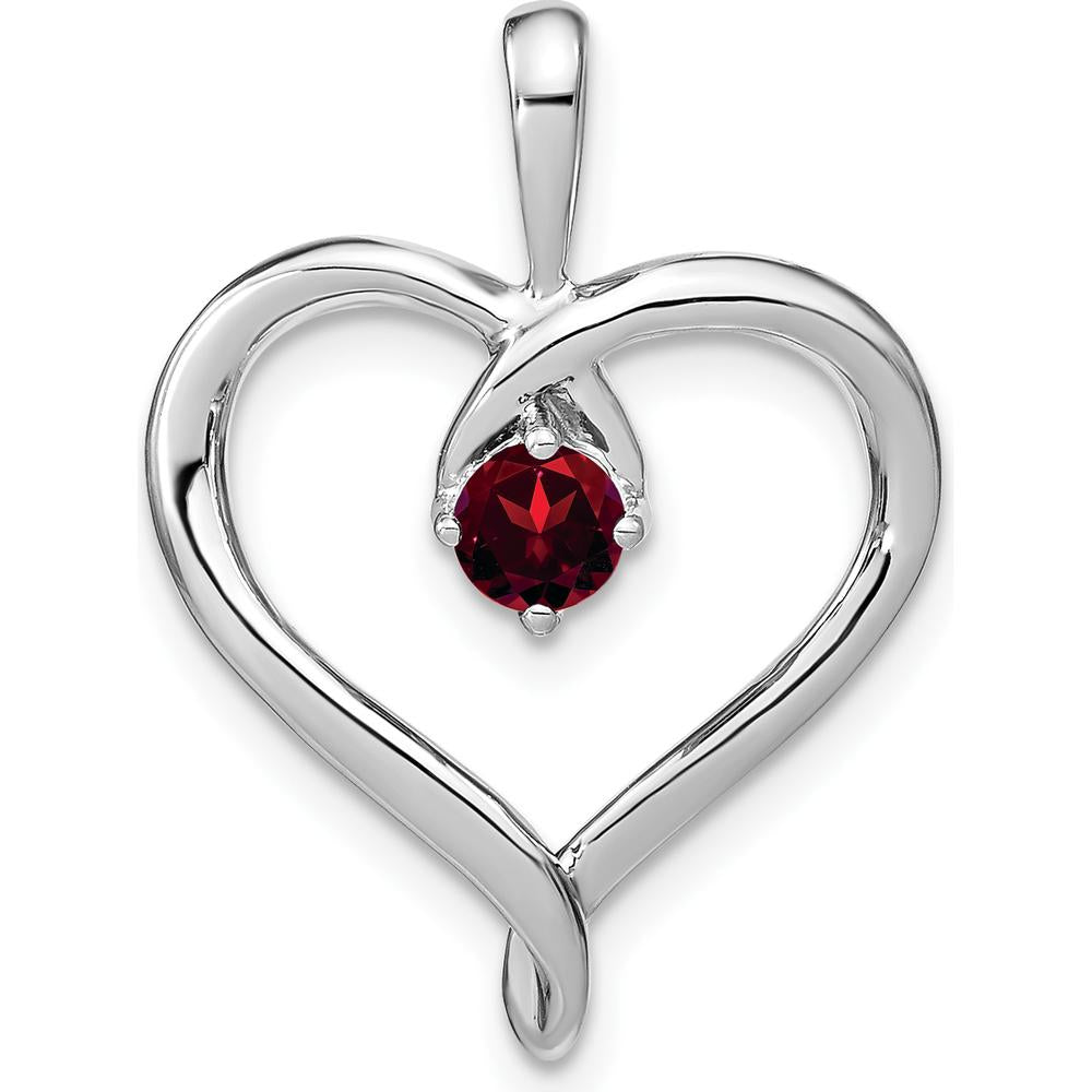 14K White Gold Garnet Heart Pendant - 0.35 Carat Total Gem Weight by Lumare Gioia