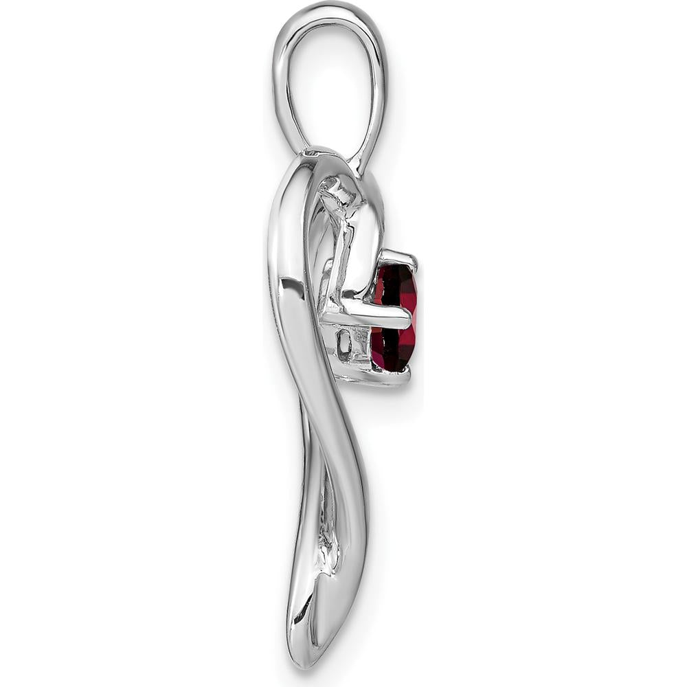 14K White Gold Garnet Heart Pendant - 0.35 Carat Total Gem Weight by Lumare Gioia