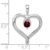 14K White Gold Garnet Heart Pendant - 0.35 Carat Total Gem Weight by Lumare Gioia
