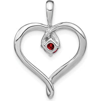 14K White Gold Garnet Heart Pendant - 0.35 Carat Total Gem Weight by Lumare Gioia