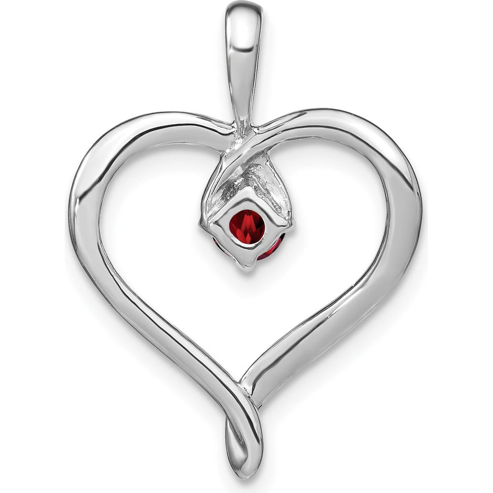 14K White Gold Garnet Heart Pendant - 0.35 Carat Total Gem Weight by Lumare Gioia