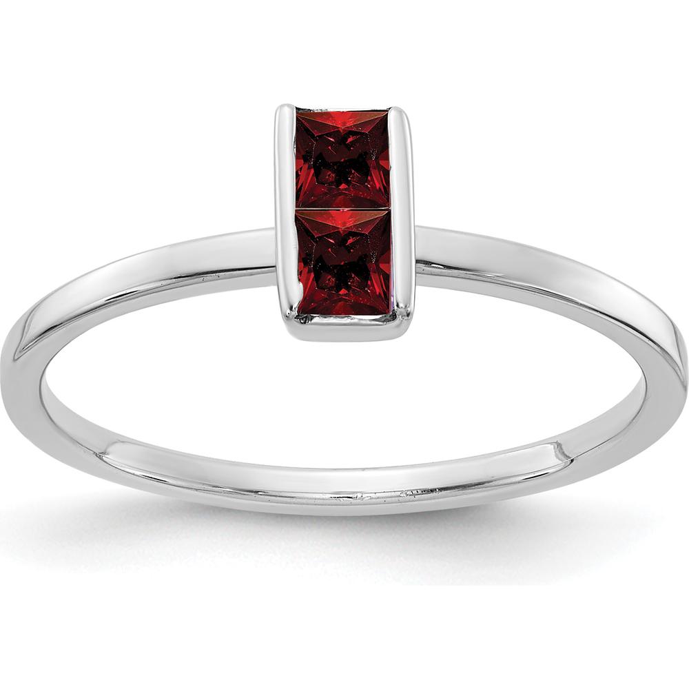14K White Gold Garnet Ring with 2 Princess Cut Garnets - 0.205 Carat Total Gem Weight by 0