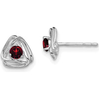 14K White Gold Garnet Round Stud Earrings - 0.16 Carat Total Garnet Weight by Oro Pregiato