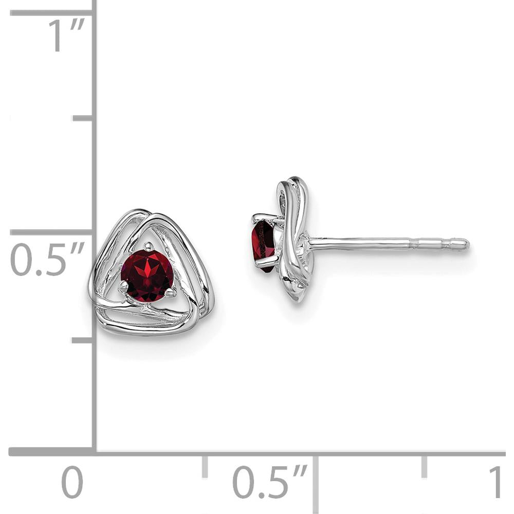 14K White Gold Garnet Round Stud Earrings - 0.16 Carat Total Garnet Weight by Oro Pregiato